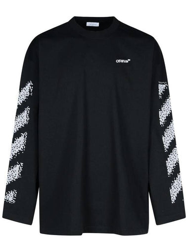 Pixel Diag Wide Long Sleeve T Shirt Black - OFF WHITE - BALAAN 1