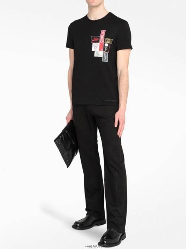 Label Logo Short Sleeve T-Shirt Black - ALEXANDER MCQUEEN - BALAAN 5