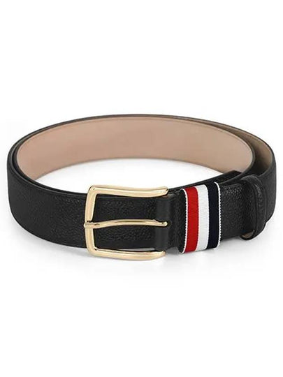 Men's Three Stripes Tab Pebbled Leather Belt Black - THOM BROWNE - BALAAN 2