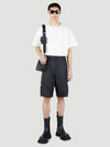 Triangular Logo Re-Nylon Bermuda Cargo Shorts Black - PRADA - BALAAN 3