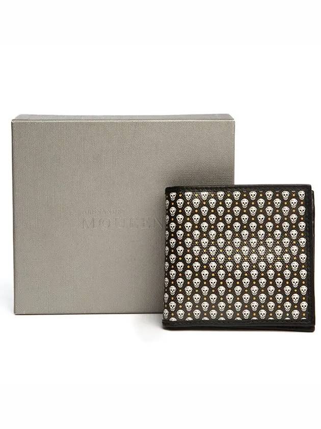 Mini skull pattern two way bifold wallet black - ALEXANDER MCQUEEN - BALAAN 3