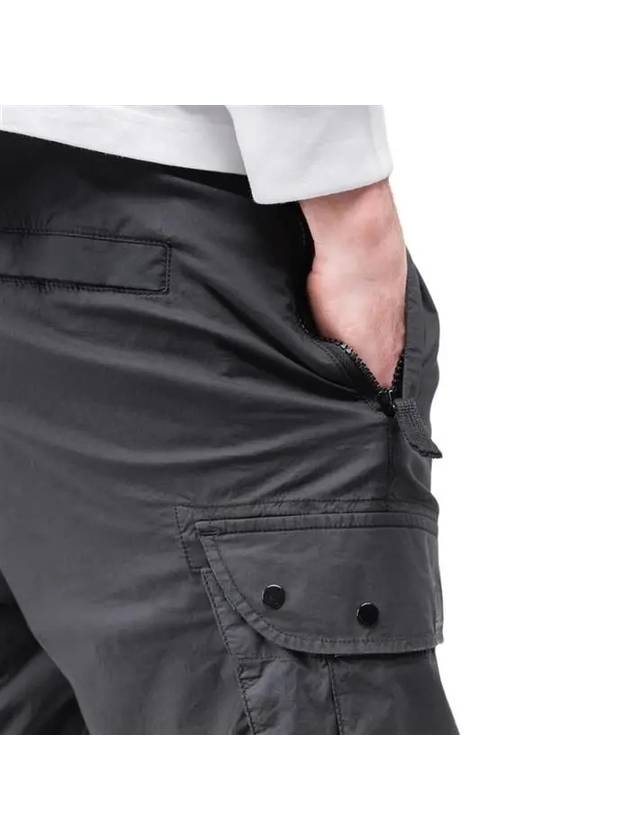 Stretch Cotton Tela Paracadute Cargo Straight Pants Dark Grey - STONE ISLAND - BALAAN 5