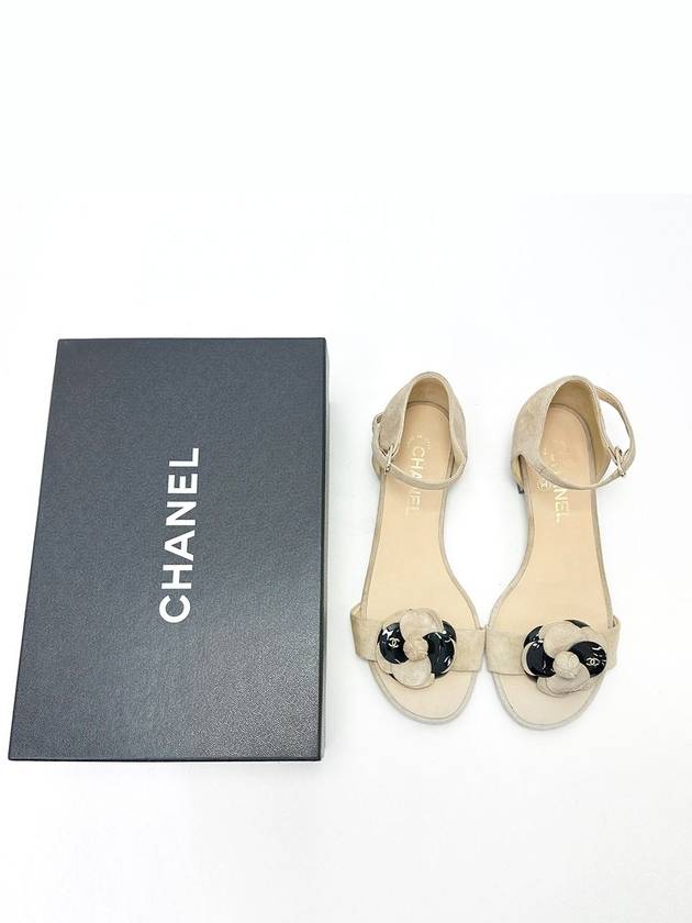 Beige flower decoration suede women s 240 sandals 4VCHS32215 - CHANEL - BALAAN 3