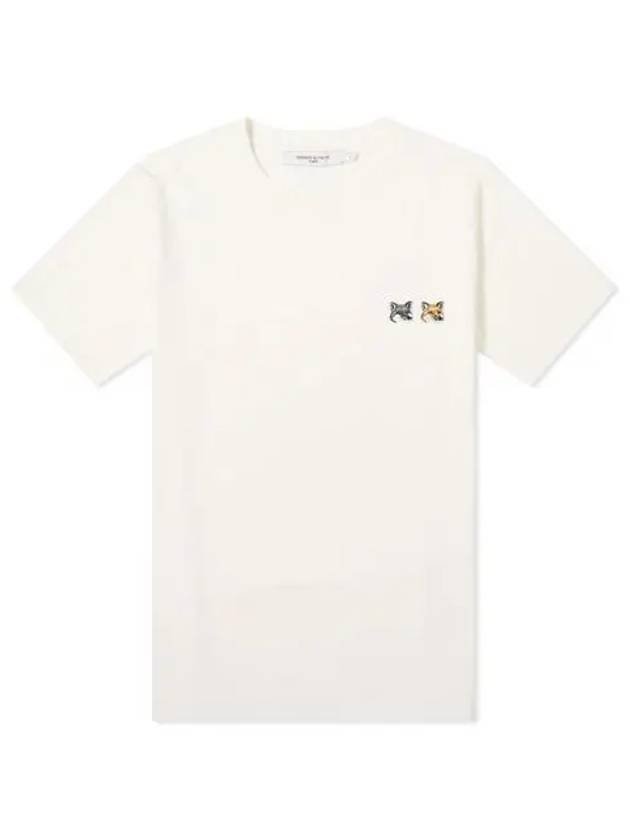 Double Fox Head Patch Classic Short Sleeve T-Shirt Latte - MAISON KITSUNE - BALAAN 2