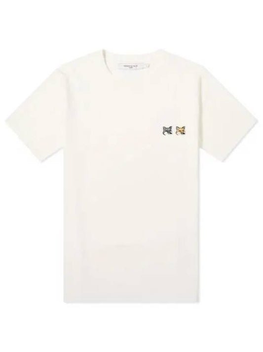 Double Fox Head Patch Classic Short Sleeve T-Shirt Latte - MAISON KITSUNE - BALAAN 2