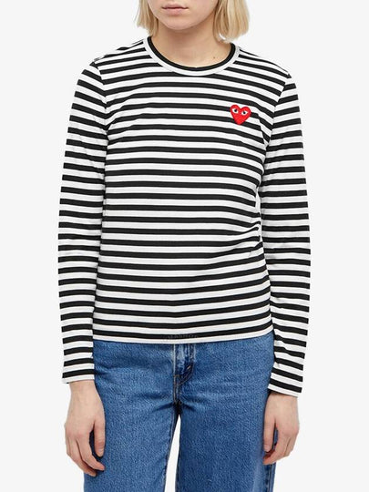 Cdg Play Striped Heart Emblem Long-Sleeve T-Shirt, Size Large - COMME DES GARCONS PLAY - BALAAN 2