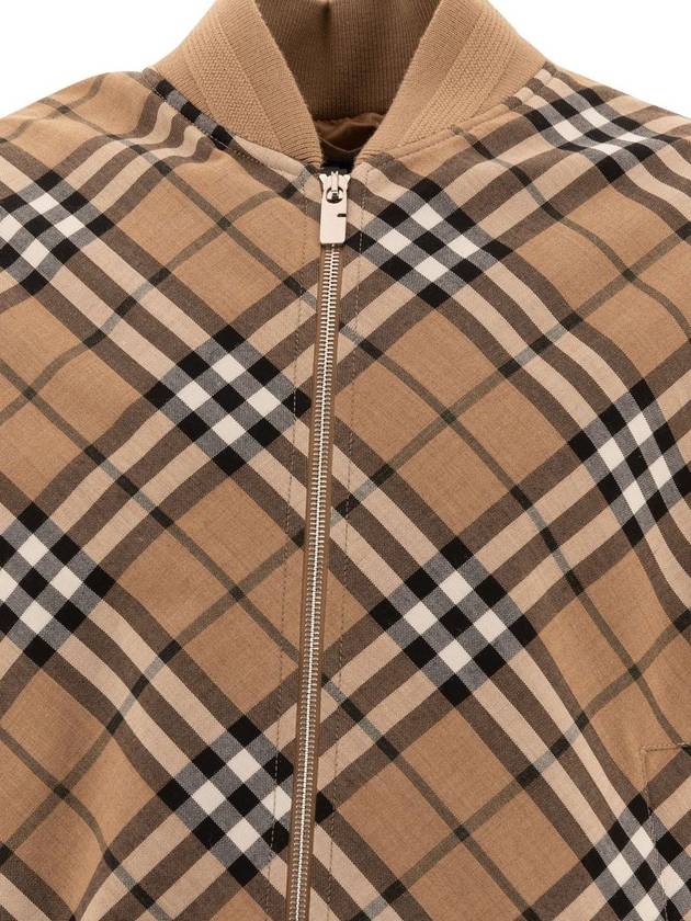 Harrington Check Wool Blend Zip-Up Jacket Brown - BURBERRY - BALAAN 4