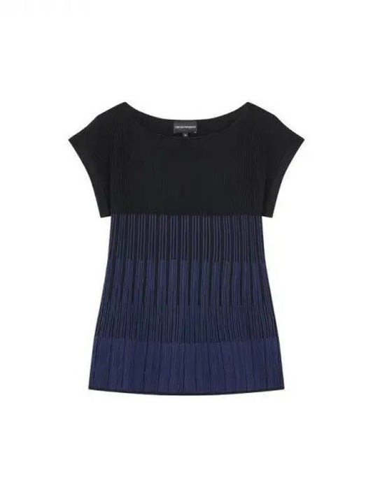 Women s Color Block Ribbed Knit Top Black 270355 - EMPORIO ARMANI - BALAAN 1