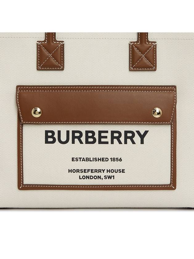 Freya Small Canvas Leather Tote Bag Natural Tan - BURBERRY - BALAAN 8