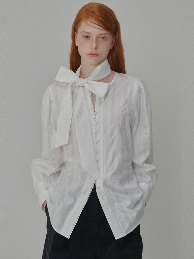 Puff Sleeve Tie Cotton Blouse White - OPENING SUNSHINE - BALAAN 4