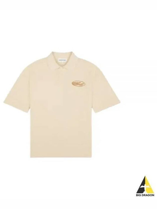 Oversized Textured Polo Shirt Wheat - MAISON KITSUNE - BALAAN 2