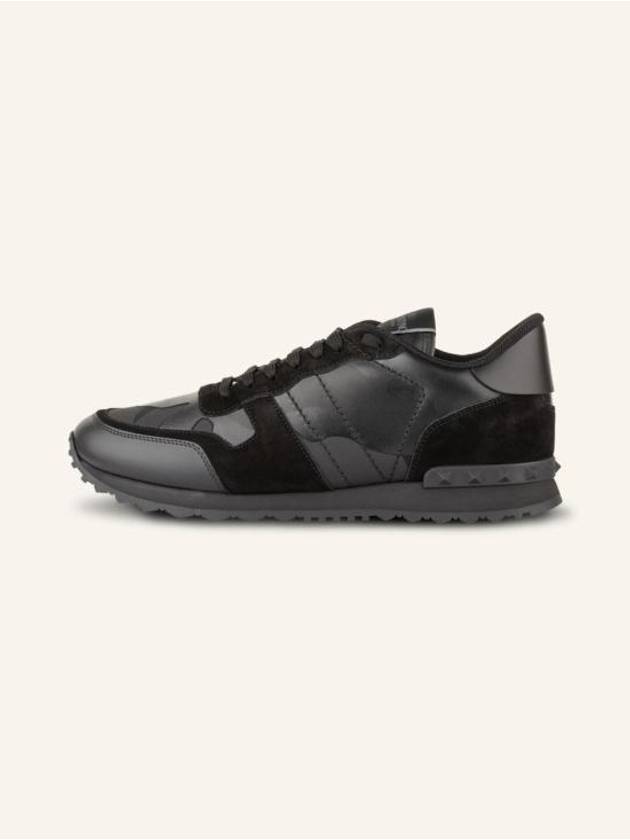 Rock Runner Lace-Up Low Top Sneakers Black - VALENTINO - BALAAN 5