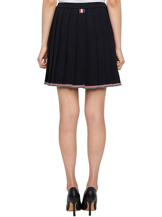 Full Needle Stitch Merino Wool Tipping Pleated Skirt Navy - THOM BROWNE - BALAAN 5