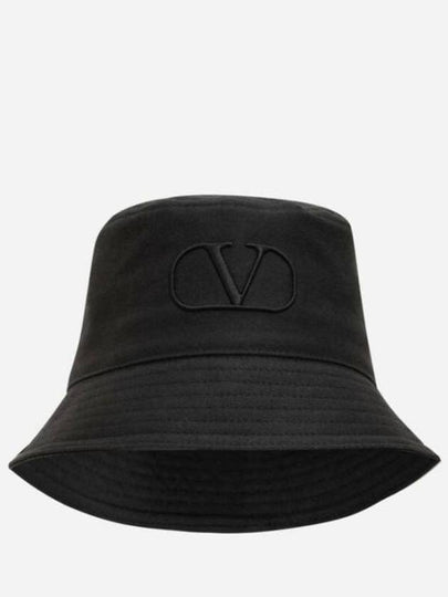 V Logo Signature Cotton Bucket Hat Black - VALENTINO - BALAAN 2