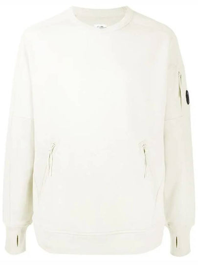 Men's Lens Wappen Zipper Pocket Crew Neck Sweatshirt White - CP COMPANY - BALAAN 2