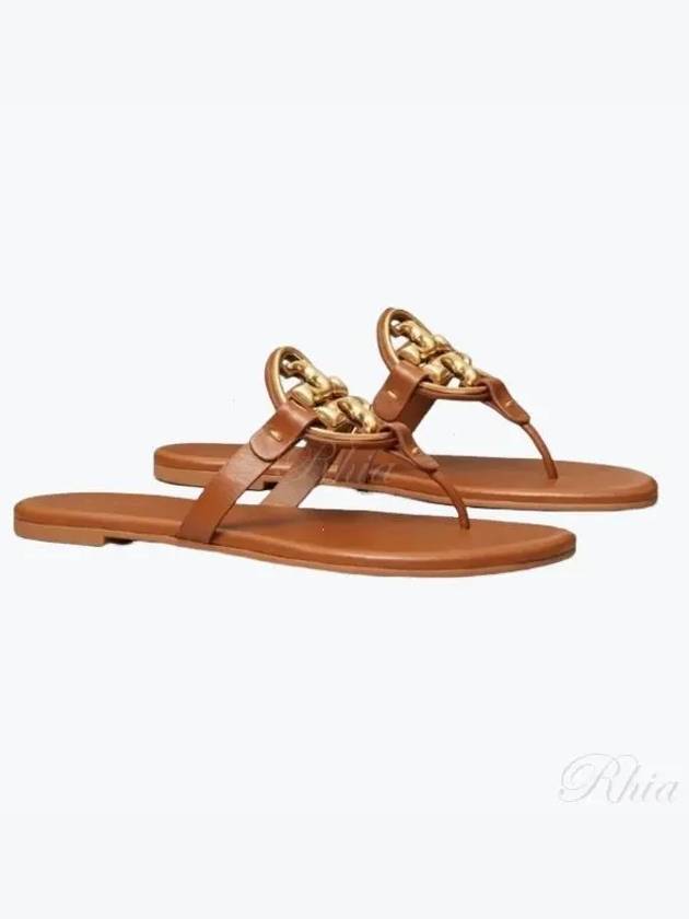 Women's Metal Miller Soft Flip Flops Brown - TORY BURCH - BALAAN 2