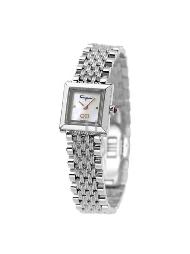 Square Quartz White MOP Dial Ladies Watch Silver - SALVATORE FERRAGAMO - BALAAN 2