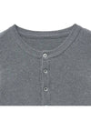 Cotton ribbed henley neck knit gray - NOIRER - BALAAN 5