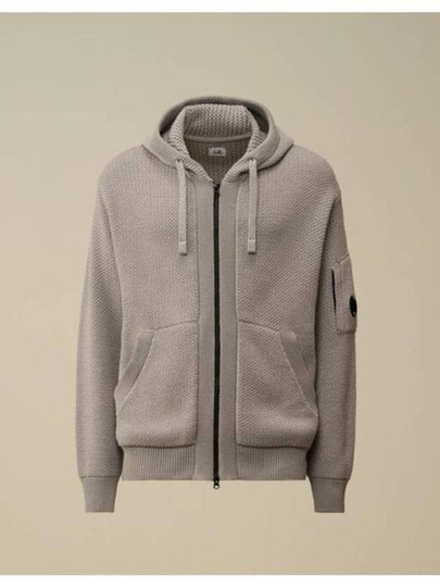 Re Wool Knit Hooded Zipped Cardigan Grey - CP COMPANY - BALAAN 2