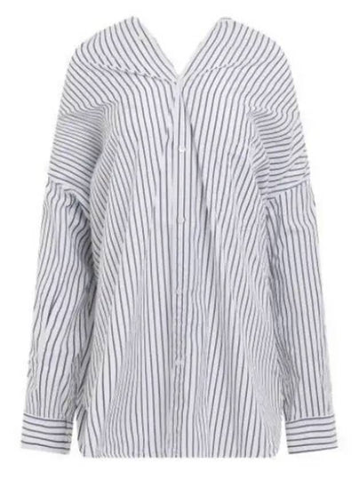 Knotted Poplin Oversized Long Sleeve Shirt White Blue - BALENCIAGA - BALAAN 2