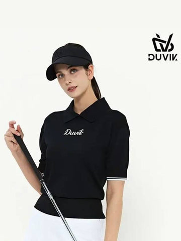 Variant Polo Collar Short Sleeve Sweater DD2WSW201BK - DUVIK - BALAAN 1