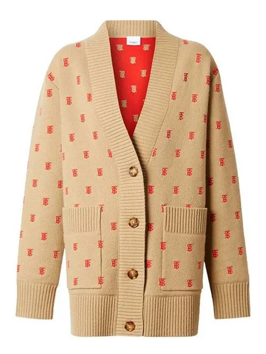 Monogram Wool Cashmere Oversized Cardigan Archive Beige - BURBERRY - BALAAN 2