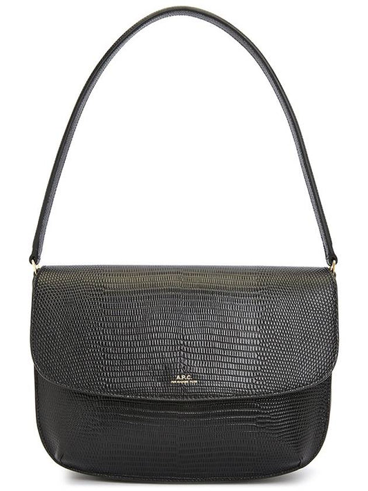 Sarah Embossed Lizard Leather Shoulder Bag Black - A.P.C. - BALAAN 2