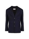 Men's Milano Stitch Wool Jacket Navy - MAISON MARGIELA - BALAAN 2