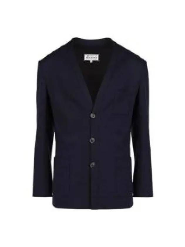 Men's Milano Stitch Wool Jacket Navy - MAISON MARGIELA - BALAAN 2