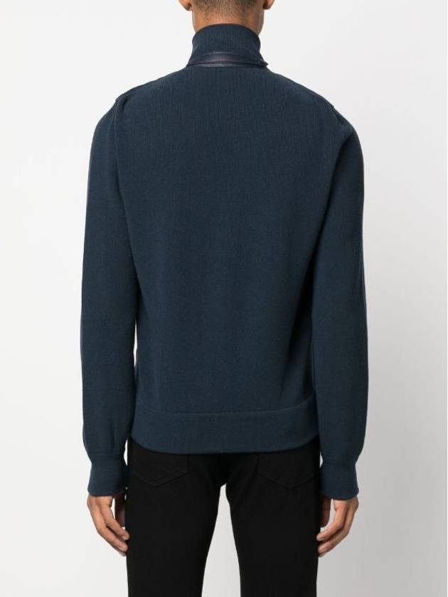 Front Zip  Down Suede Jacket Ink Blue - TOM FORD - BALAAN 4