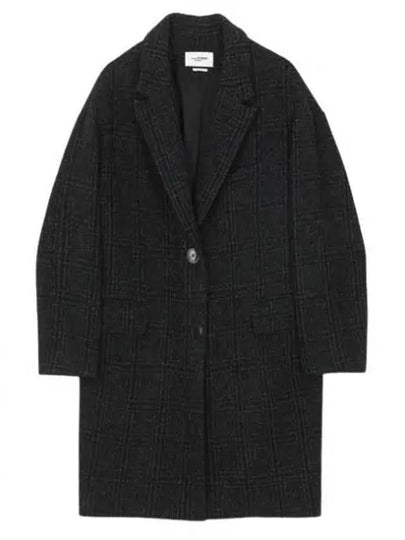 Women's Check Pattern Double Coat Dark Grey - ISABEL MARANT - BALAAN 2