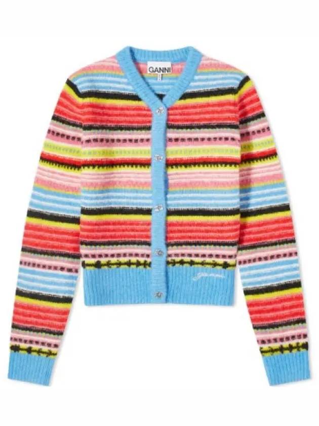 Soft Wool Stripe Cardigan - GANNI - BALAAN 2