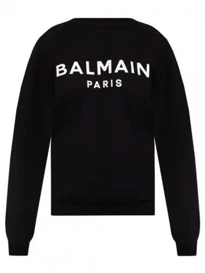 Front Logo Crew Neck Sweatshirt Black - BALMAIN - BALAAN 2