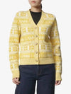 Intarsia Logo Wool V-Neck Cardigan Yellow - GANNI - BALAAN 2