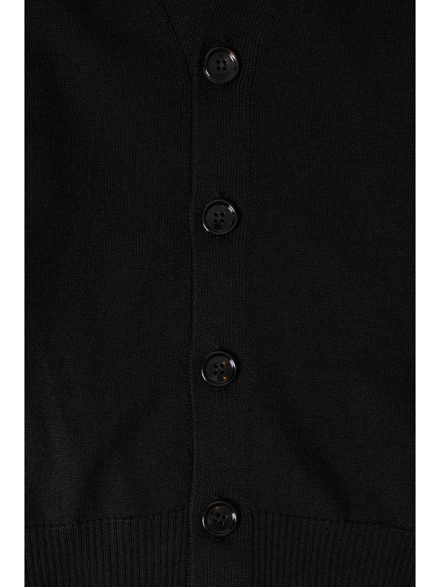 Red Heart Logo Merino Wool Cardigan Black - AMI - BALAAN 4