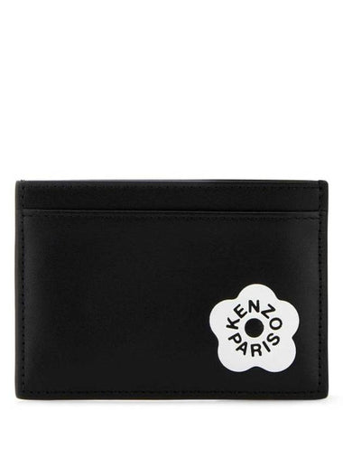 Stamp Logo Print Leather Card Wallet Black - KENZO - BALAAN 1