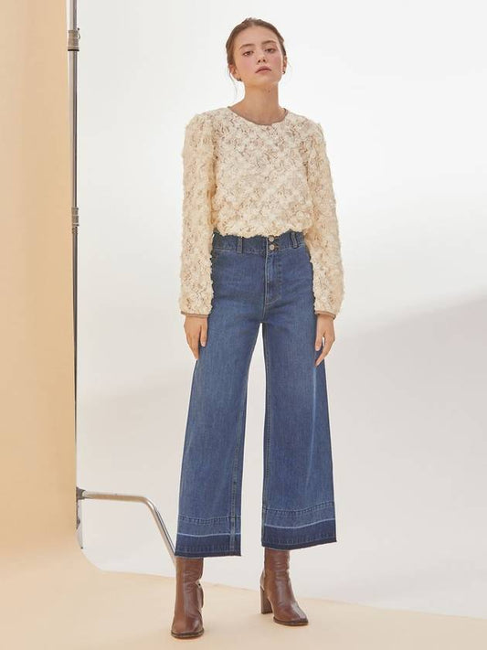 RYUL+WAI: high waist wide blocking denim pants indigo - RYUL+WAI: - BALAAN 1