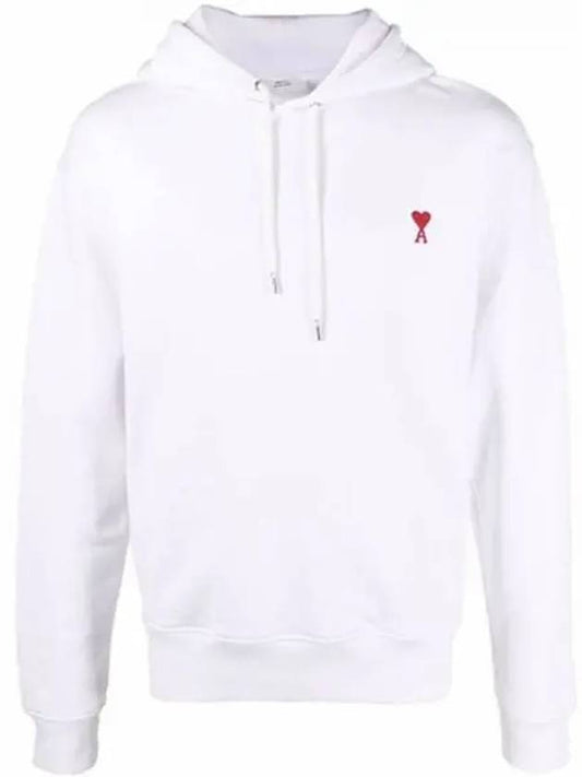 Small Heart Logo Cotton Hoodie White - AMI - BALAAN 2