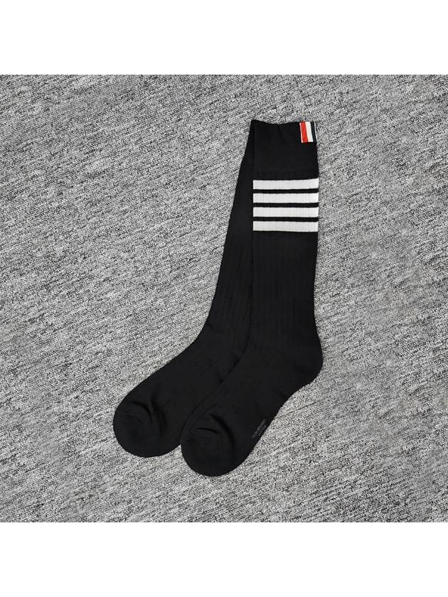 4-Bar Athletic Mid Calf Cotton Socks Black - THOM BROWNE - BALAAN 4