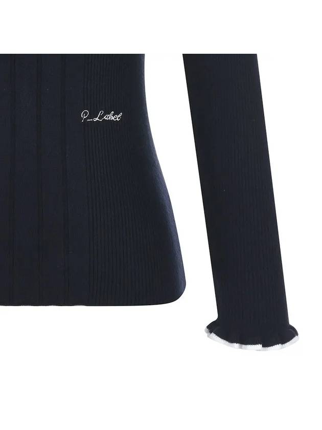 Collar neck sleeve frill ribbed knit MK3SP071D NVY - P_LABEL - BALAAN 5