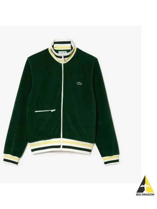 Men s Terry Toweling Track Jacket Green - LACOSTE - BALAAN 1