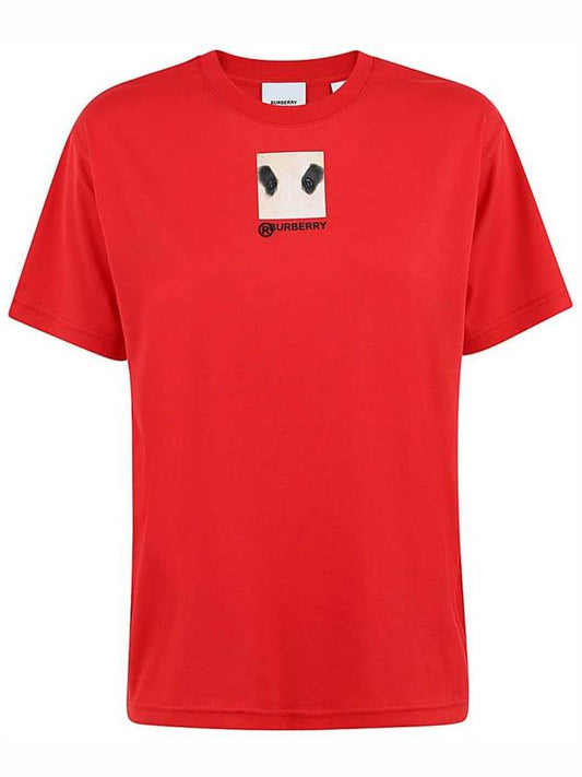 photo print oversized short sleeve t-shirt red - BURBERRY - BALAAN.