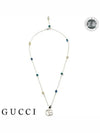 GG Marmont Double Pendant Necklace YBB527399001 Silver Blue - GUCCI - BALAAN 4