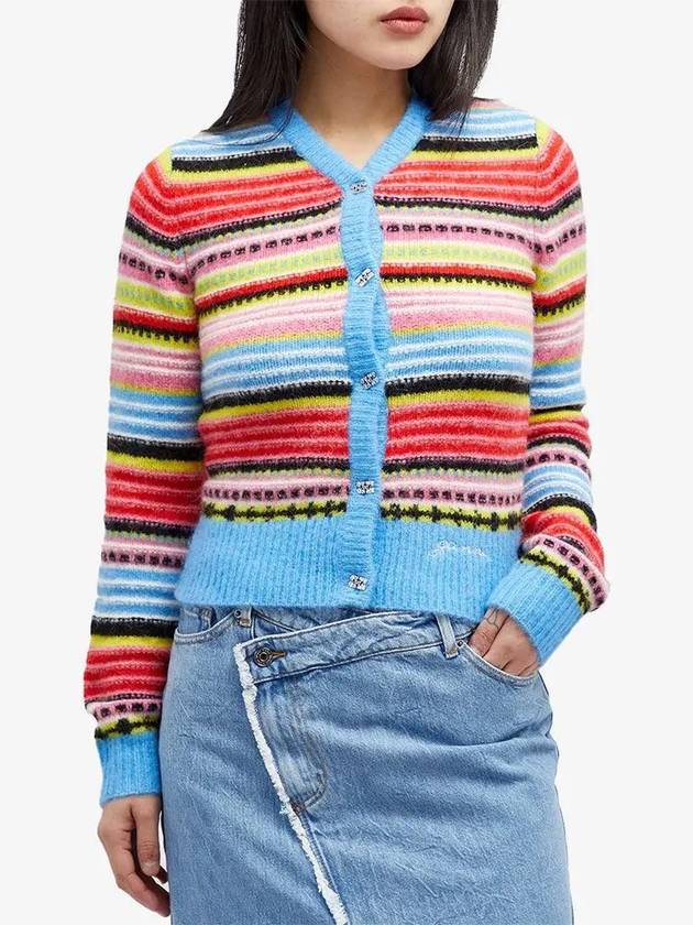 Soft Wool Stripe Cardigan - GANNI - BALAAN 3