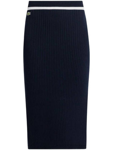 Logo Patch Ribbed Midi Skirt JF8109 - LACOSTE - BALAAN 1