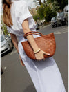 Grace Small Leather Basket Tote Bag Tan - DRAGON DIFFUSION - BALAAN 7