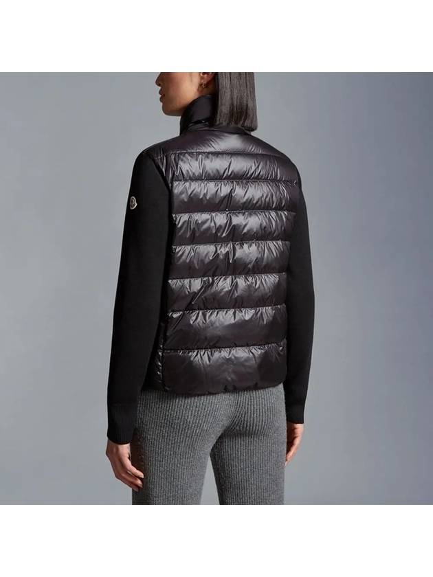 Padded Wool Cardigan Black - MONCLER - BALAAN 3