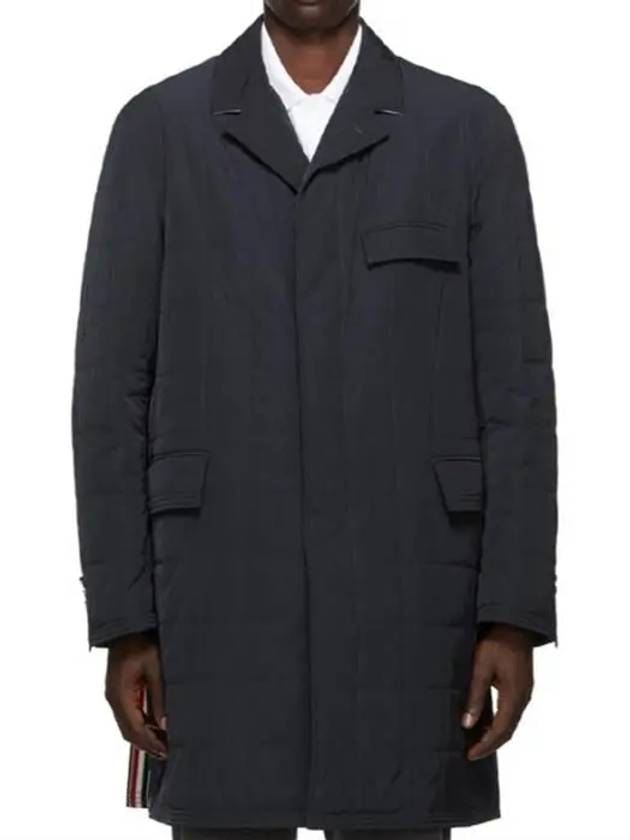 Men's Center Back Three Stripes Chesterfield Padded Single Coat Navy - THOM BROWNE - BALAAN 3