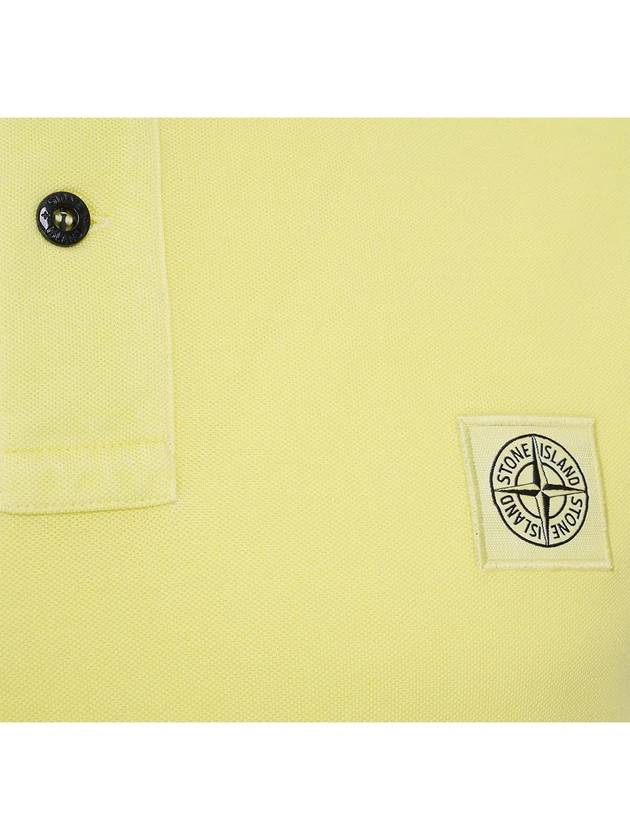 Men's Logo Patch Cotton Short Sleeve Polo Shirt Light Yellow - STONE ISLAND - BALAAN 6