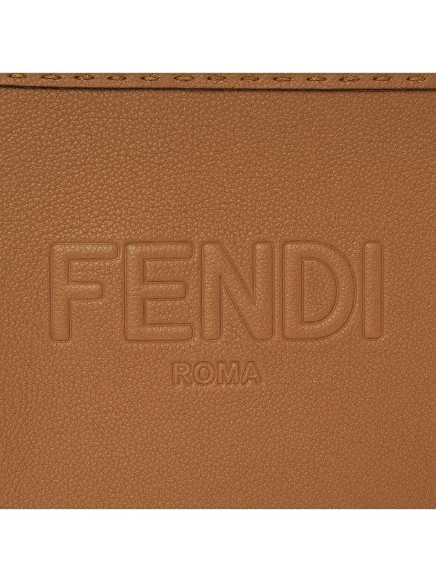 Mini Logo Leather Tote Bag Brown - FENDI - BALAAN 9